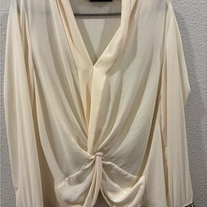 Zara Cream Drape Front Blouse